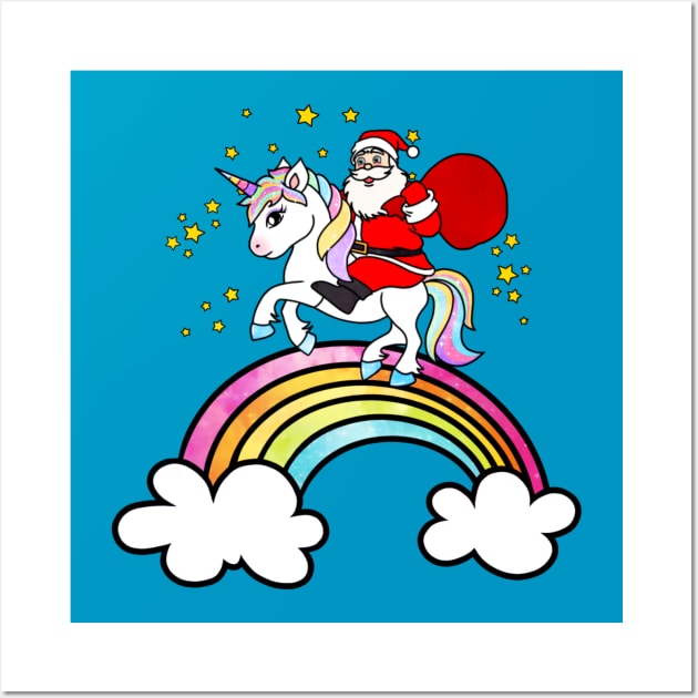 Santa claus and unicorn Wall Art by Morishasha